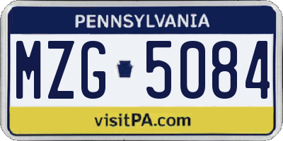 PA license plate MZG5084