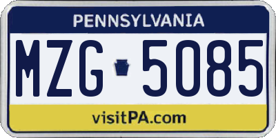 PA license plate MZG5085