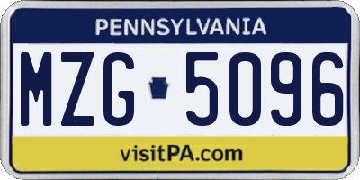 PA license plate MZG5096