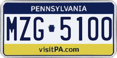 PA license plate MZG5100