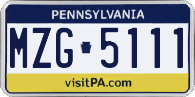 PA license plate MZG5111