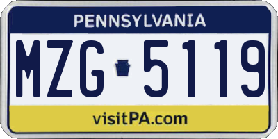 PA license plate MZG5119