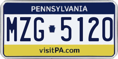 PA license plate MZG5120