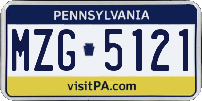 PA license plate MZG5121