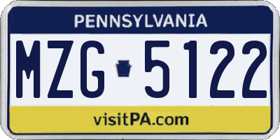 PA license plate MZG5122