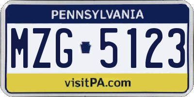 PA license plate MZG5123