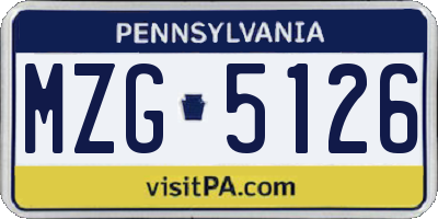 PA license plate MZG5126