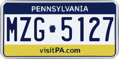 PA license plate MZG5127