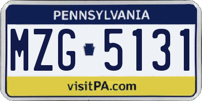 PA license plate MZG5131