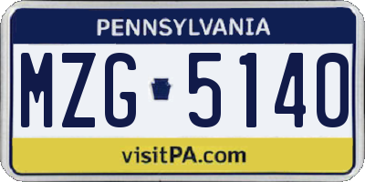 PA license plate MZG5140