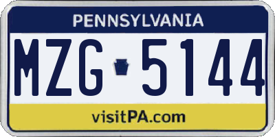 PA license plate MZG5144