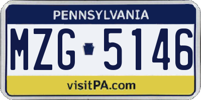 PA license plate MZG5146