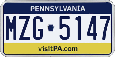 PA license plate MZG5147