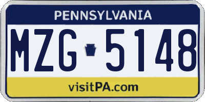 PA license plate MZG5148
