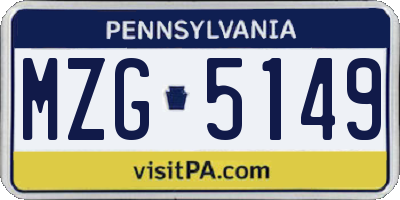 PA license plate MZG5149