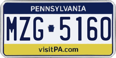 PA license plate MZG5160