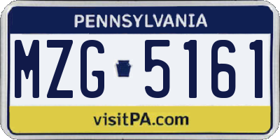 PA license plate MZG5161