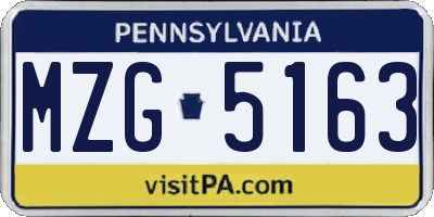 PA license plate MZG5163
