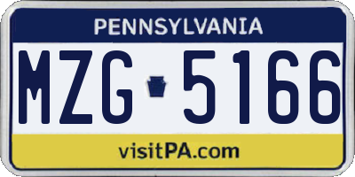 PA license plate MZG5166