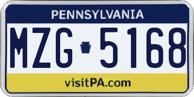 PA license plate MZG5168