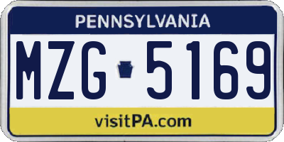 PA license plate MZG5169