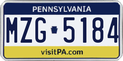 PA license plate MZG5184