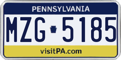 PA license plate MZG5185