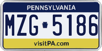 PA license plate MZG5186