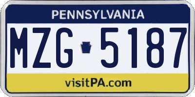 PA license plate MZG5187