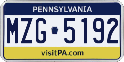 PA license plate MZG5192