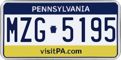 PA license plate MZG5195