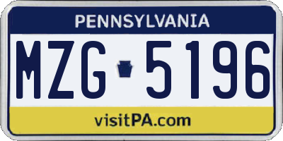 PA license plate MZG5196