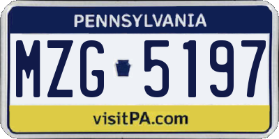 PA license plate MZG5197