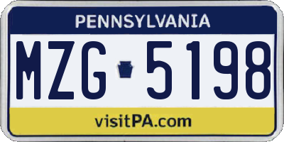PA license plate MZG5198