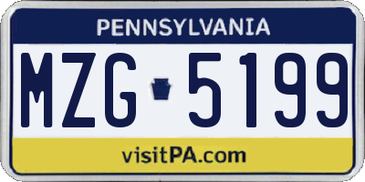 PA license plate MZG5199