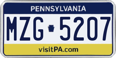 PA license plate MZG5207