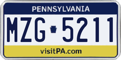 PA license plate MZG5211