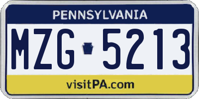PA license plate MZG5213