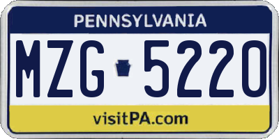 PA license plate MZG5220