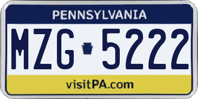 PA license plate MZG5222