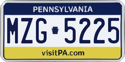 PA license plate MZG5225