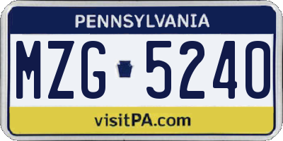 PA license plate MZG5240