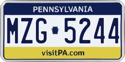 PA license plate MZG5244