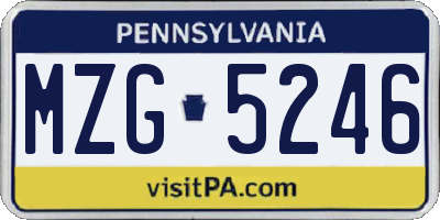 PA license plate MZG5246