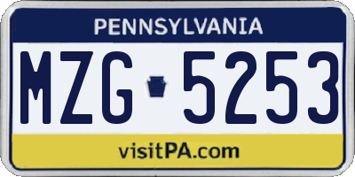 PA license plate MZG5253