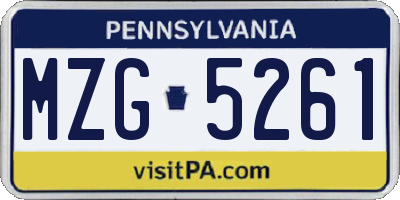 PA license plate MZG5261