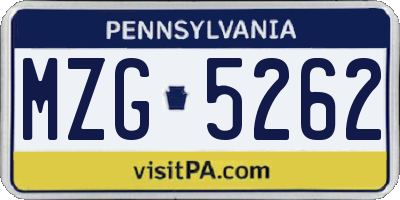 PA license plate MZG5262