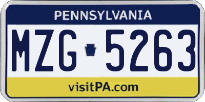 PA license plate MZG5263
