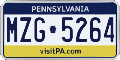 PA license plate MZG5264