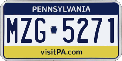 PA license plate MZG5271